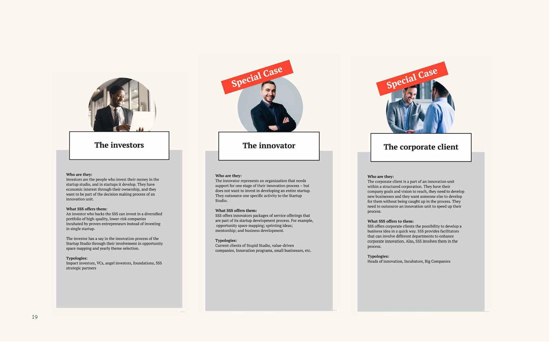 Possible actors and target groups identified